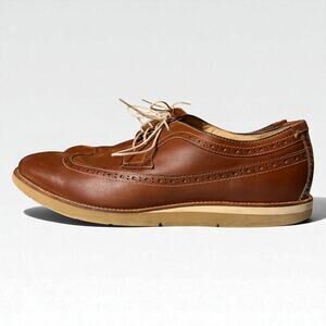 Johnston & Murphy Wingtip Shoes Mens Tan White Stitch Brogue Dress Sz12M